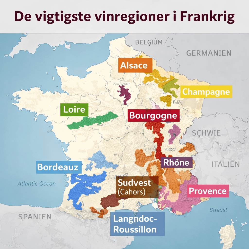 De vigtigste vinregioner i Frankrig